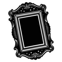 Ornate Black and White Frame with Decorative Elements and Empty Center vector