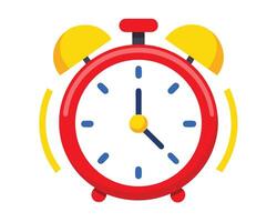Vibrant Red Alarm Clock with Yellow Bells Ringing on White Background vector