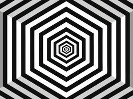 Abstract Hexagonal Tunnel Illusion with Black White and Gray Geometric Pattern vector
