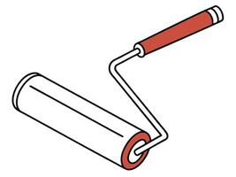 Isometric Paint Roller with Red Handle and White Roller on White Background vector