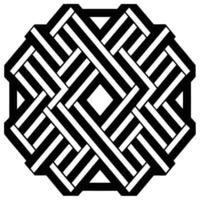 Abstract Black and White Interwoven Pattern with Octagonal Border and Central Square vector