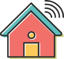 Colorful Smart Home Icon with Wireless Signal Illustration for Technology Concepts vector