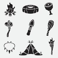 set of stone age primitive good for icon, symbol, logo, element design, silhouette design, etc vector
