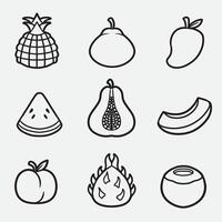 set of fruits with outline style good for symbol, icon, coloring page, coloring book, element design, etc vector