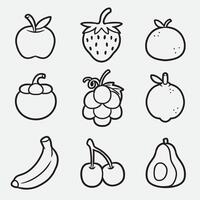 set of fruit with outline style good for icon, symbol, element design, coloring page, coloring book, etc vector