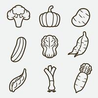 set of vegetables with outline style good for symbol, icon, coloring page, coloring book, element design, etc vector