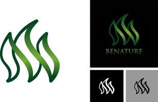Abstract three leaf logo. Dynamic green color nature icon. vector