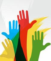 Colorful Hands Freedom Poster Unity, Diversity, and Rights vector
