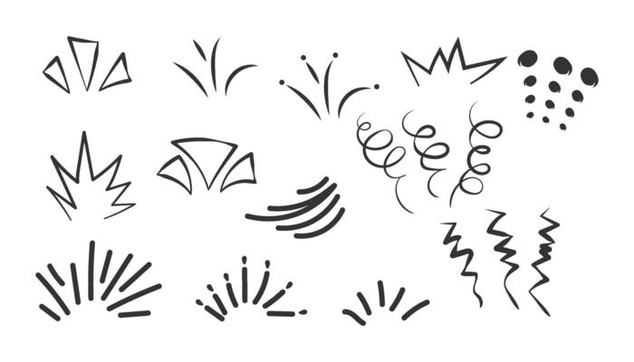 Hand Drawn Party Burst Explosions Fireworks Celebration Design Elements