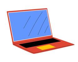 Bright red laptop computer with modern design and minimal style. illustration for technology, electronics and devices vector