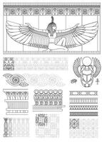 Set of ancient Egyptian ornament patterns vector