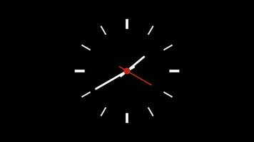 Minimal analog clock animation on transparent background with alpha channel with ticking hands. Seamless loop for presentation, interface, or broadcast use. Time-lapse . Stylized clock face video