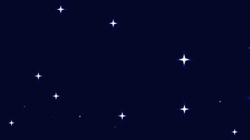 Star loop shines on dark blue background with sparkling stars. Suitable for night skythemed designs, astronomy graphics, and magical concepts. video