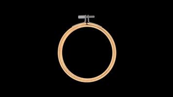 Embroidery Hoop Rotating on a Transparent Background. Seamless Loop. 4K video