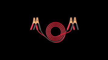 Jumper Cable Rotating on a Transparent Background. Seamless Loop. 4K video
