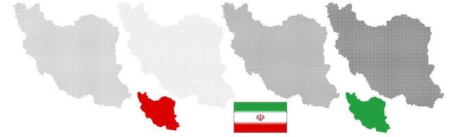 Iran abstract squire shape dotted map with national flag illustration. Persia squire shape dotted map with national flag flat design vector