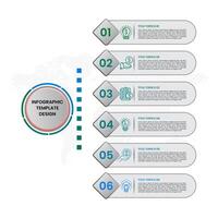Realistic infographic template design. 6 steps flat simple infographic design template for graphic design. Presentation for diagram, chart, e commerce, management, project, success vector