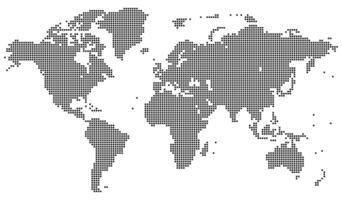 Realistic squire shape dotted world map pattern. Designed for clarity, the squire shape dotted world map supports clean outlines in a tech inspired dotted world map style. vector