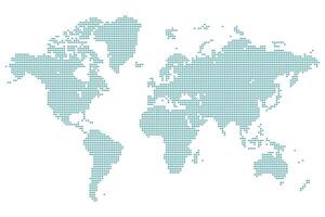 Square dot styled global map layout in abstract geographical design showing borders and continents vector