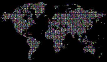 Topographic colourful dotted world map layout made for clarity and elegance. Ideal for infographics, this dotted world map uses balanced lines and space. vector