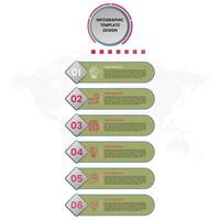 Realistic 6 steps flat infographic template design vector