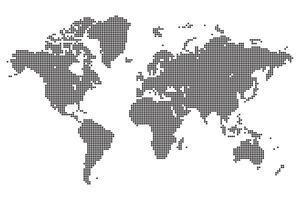 Global geometric shapes form in this minimalist dotted world map in country territory with accurate symmetry vector