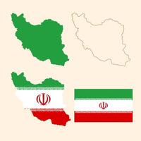 Iran map and national flag illustration. Persia map with national flag design vector