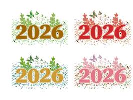 Happy new year 2026 calligraphic design. Happy new year 2026 bundle set design for new year, event, new year card, number, shiny, tradition, night, year, abstract, happy, modern, vector