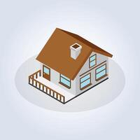 Home architecture in brown color, editable building with an abstract background vector