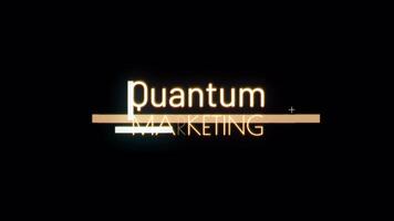 Animation text of Quantum Marketing gold glittering glitch text effect video