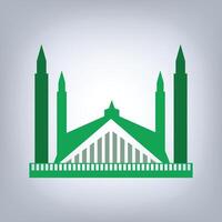 Faisal mosque art in green color background vector