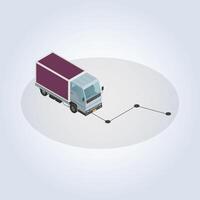 Delivery truck with purple color path in it with an abstract background vector