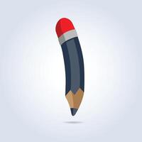 Pencil in grey colors with a sharp tip and a red rubber on top vector