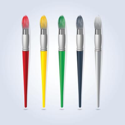 Paint brushes in multicolor art