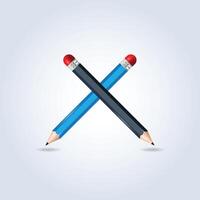 Two cross lead pencils in multicolor with a sharp tip and a rubber on top vector