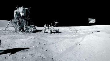 3d rendering. Astronaut In Space Suit Walking On the Moon. video