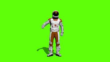 3d rendering. Astronaut saluting on green screen. Sci-fi astronaut greetings. Futuristic Colonization and Space Exploration Concept. video