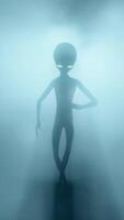 3D rendering. Scary gray aliens dancing on a dark smoky background. futuristic concept. video