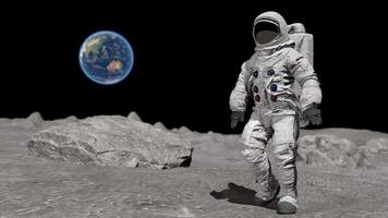 3d rendering Astronaut dancing on the moon. video