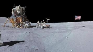 3d rendering. Lunar Astronaut In Space Suit Walking On the Moon. video