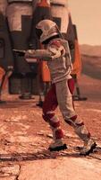 Astronaut dancing on Mars red planet. Exploring Mission To Mars. Futuristic Colonization and Space Exploration Concept. Colony on Mars. video