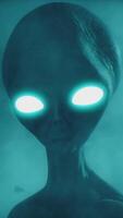 3D rendering. Gray aliens walk and look blinking on a dark smoky background. Futuristic concept. video