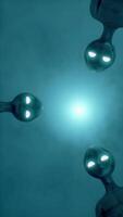 3D rendering. Scary gray alien standing and blinking at the dark foggy background of a moon-like planet. Volumetric light.. UFO futuristic concept. video
