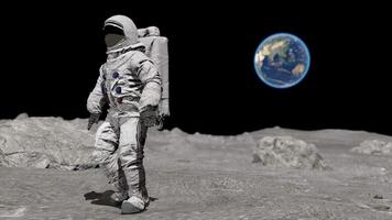 3d rendering Dancing Astronaut on the moon. video