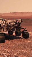 3d rendering animation. Mars rover deploys its equipment against the backdrop of a true Martian landscape. Mission To Mars. Colony on Mars. video