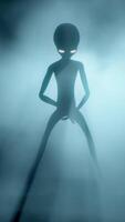 3D rendering. Scary alien dancing on a dark smoky background. video