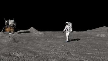 3d rendering. Astronaut walking on the moon video