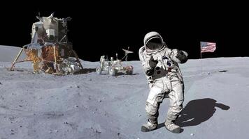 3d rendering. Funny Astronaut on the moon. video