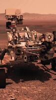 3d rendering animation. Mars rover deploys its equipment against the backdrop of a true Martian landscape. Exploring Colony on Mars. video