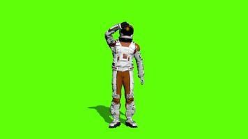 3d rendering. Astronaut waving his hand on green screen. Sci-fi astronaut greetings. Futuristic Colonization and Space Exploration Concept. video